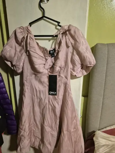 Vestido rosa con mangas abullonadas Only - miniatura 1