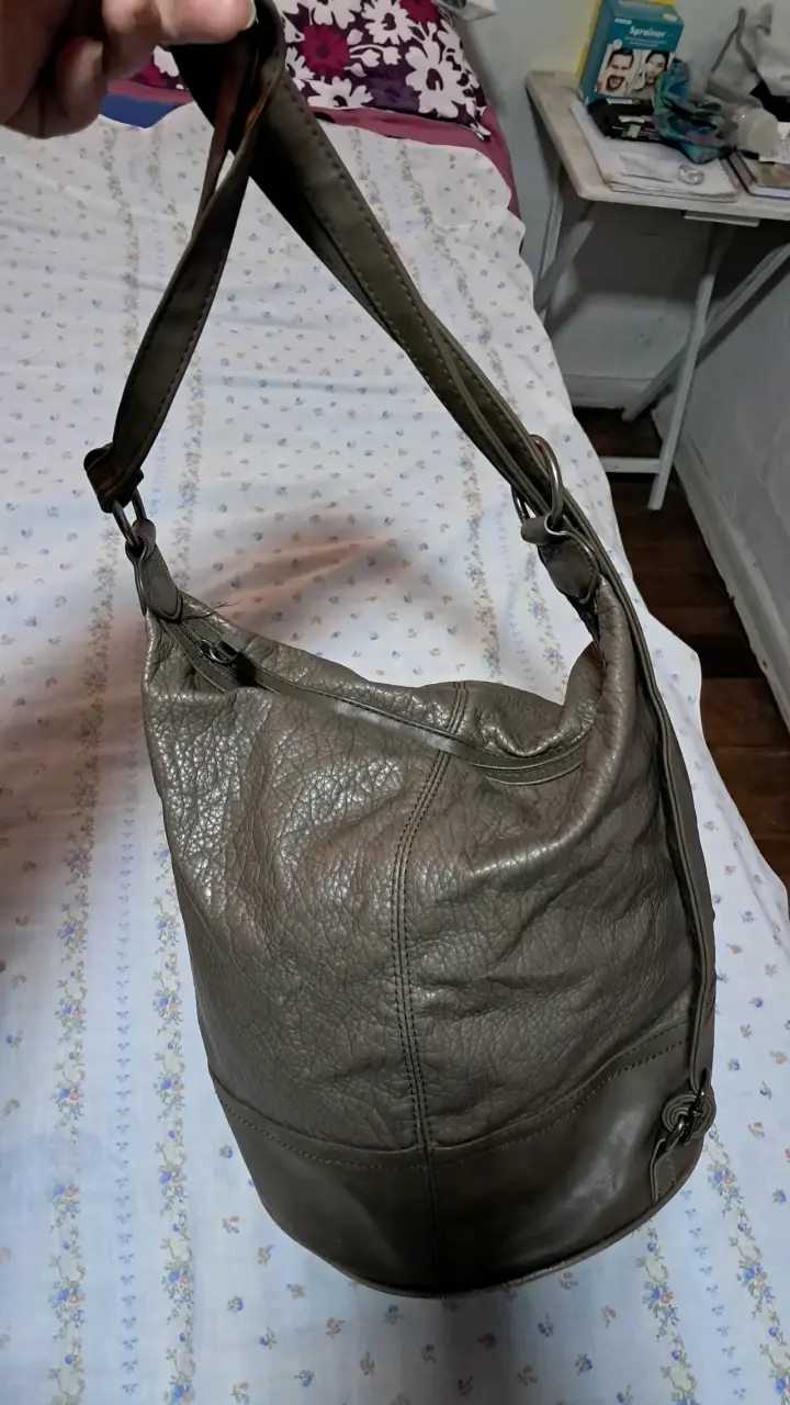 Bolso de cuero redondo marrón elegante - 2