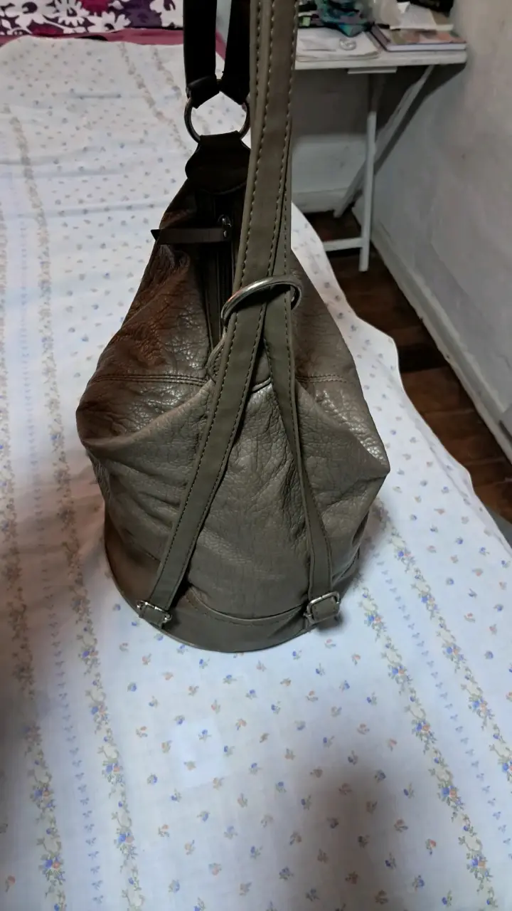 Bolso de cuero redondo marrón elegante - 3