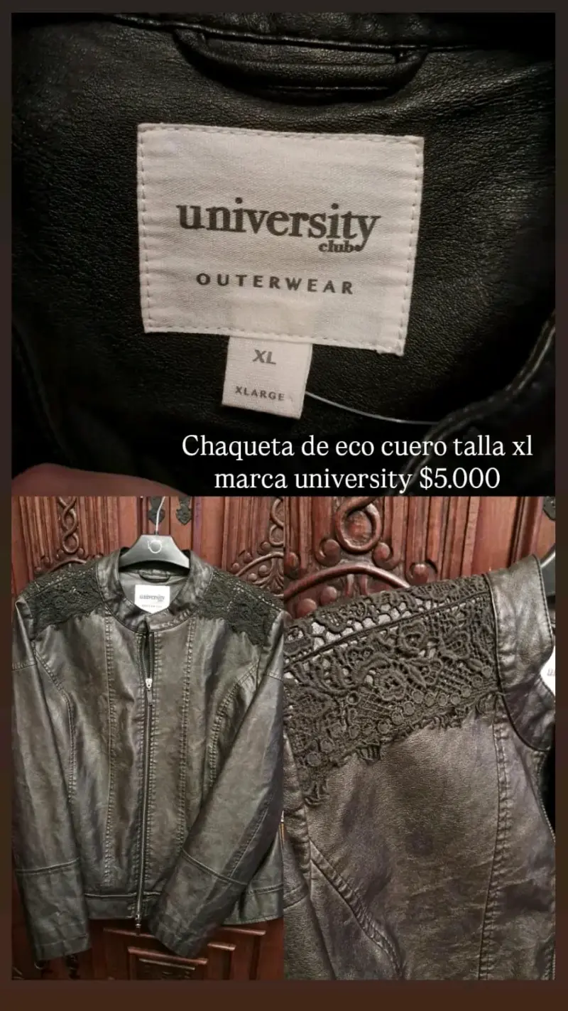 Chaqueta de eco cuero negra talla XL University
