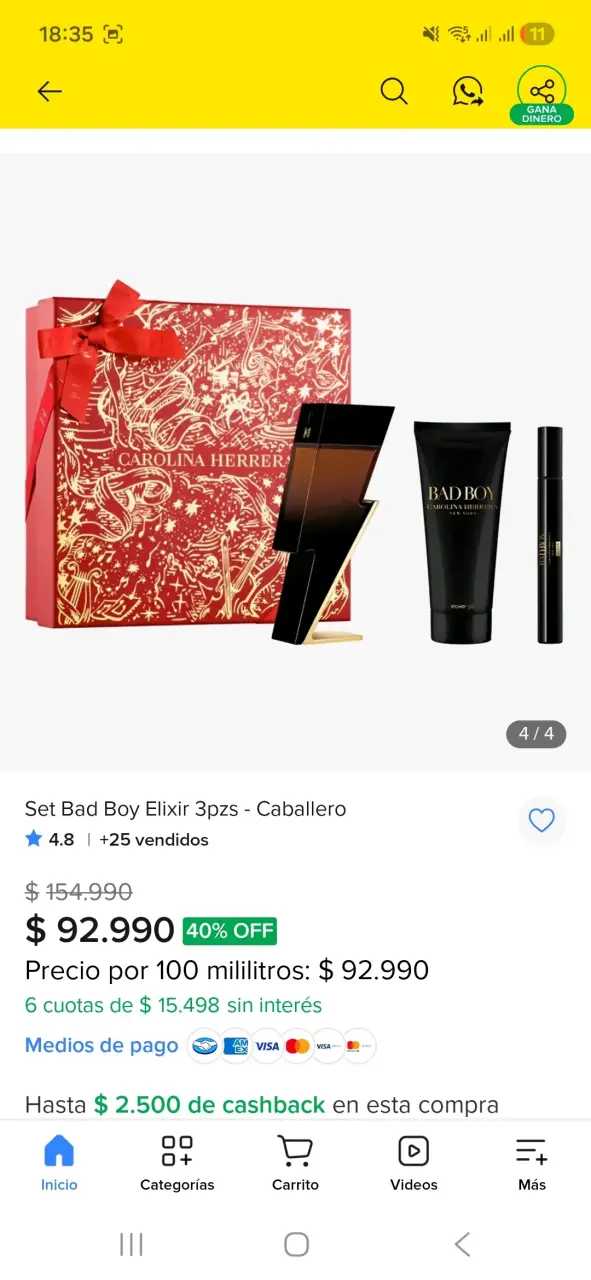 Perfume Bad Boy Elixir 3 Piezas Carolina Her - 2
