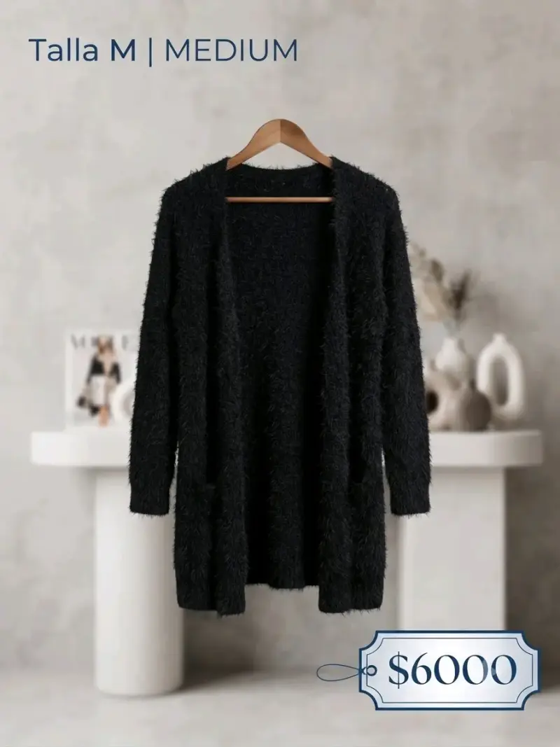 Cárdigan Negro Peludo Talla M