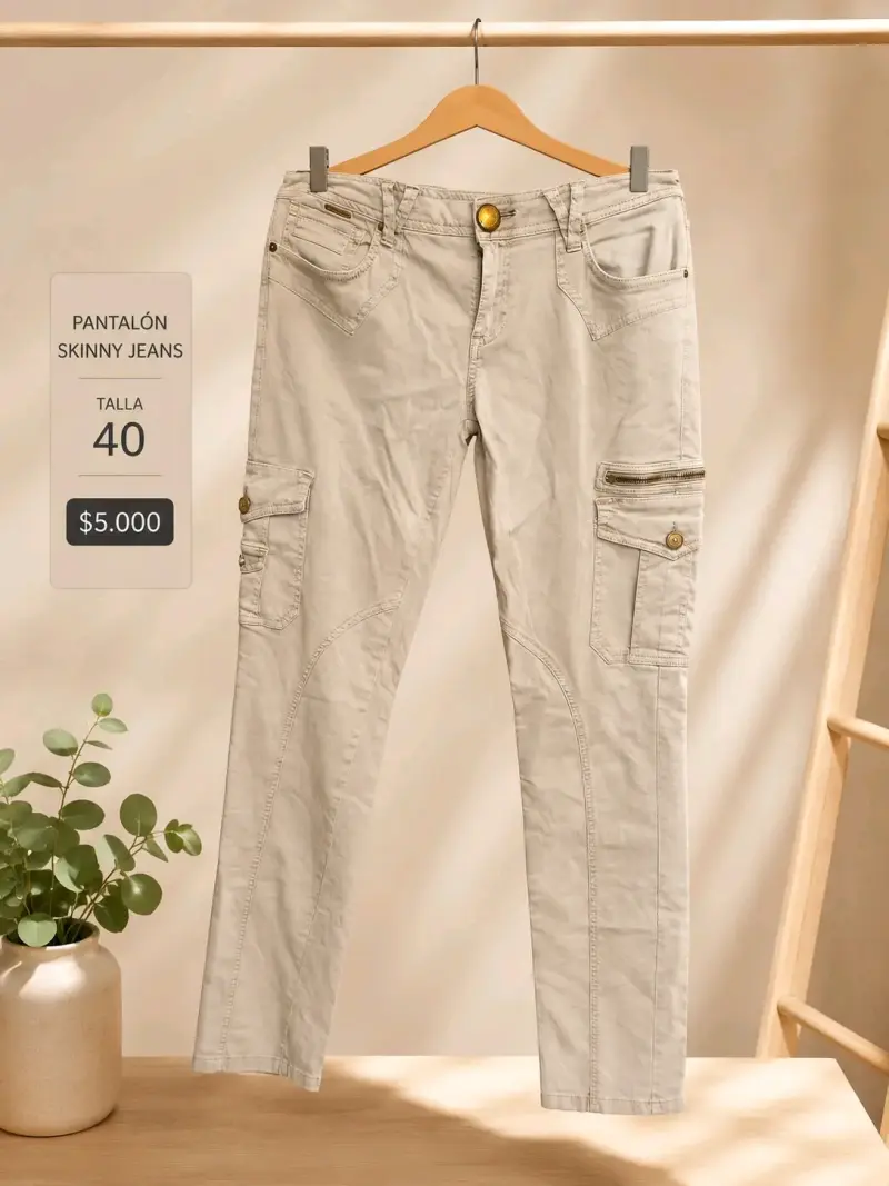 Pantalón Skinny Jeans Talla 40 Beige