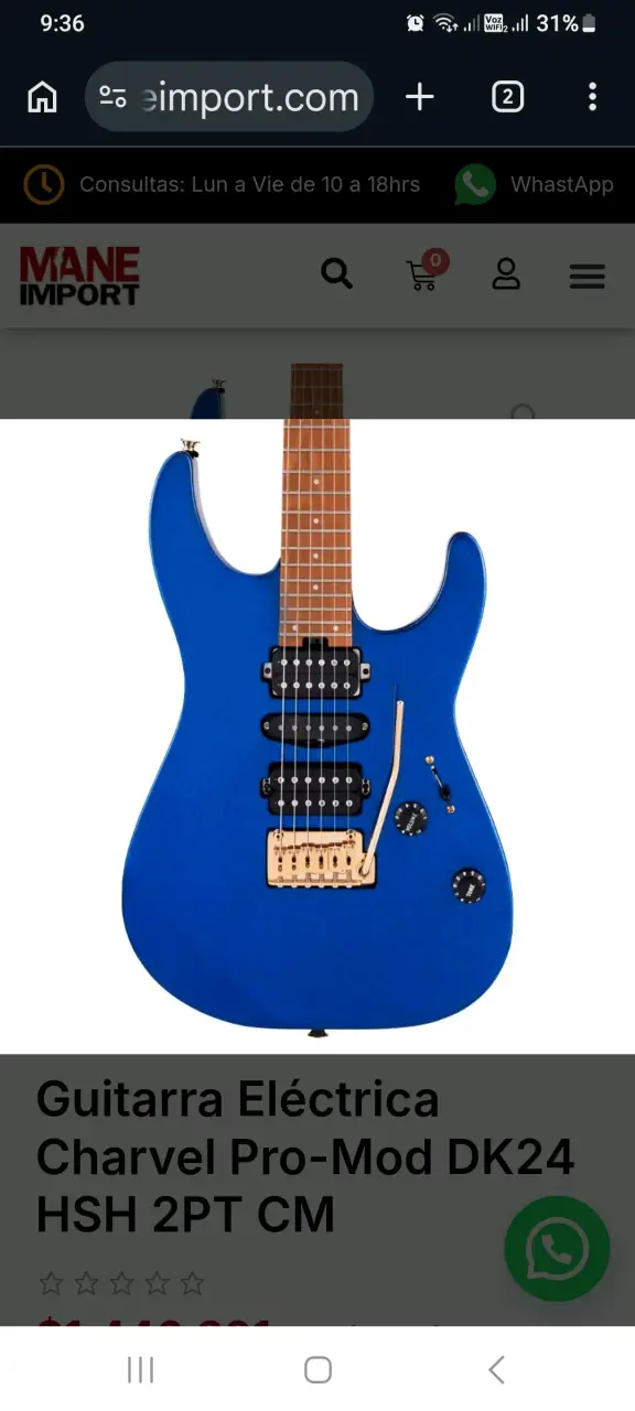 Guitarra Eléctrica Charvel Pro-Mod DK24 Azul - 3
