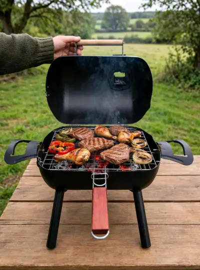 Parrilla portátil de carbón con tapa y rejilla - miniatura 4