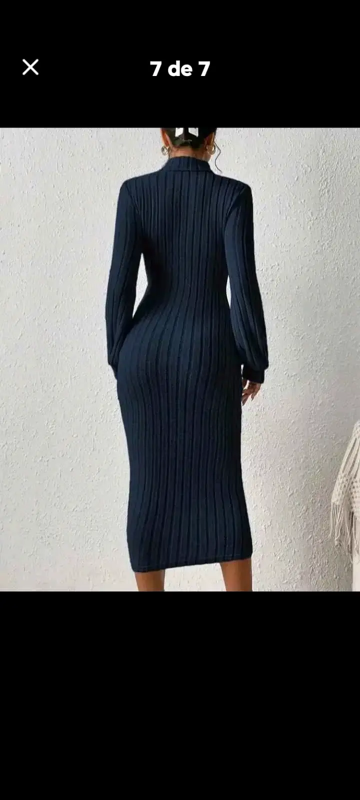 Vestido de punto ajustado azul oscuro - 2