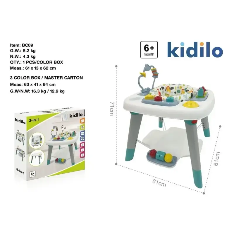 Centro de actividades para bebé Kidilo 3 en 1