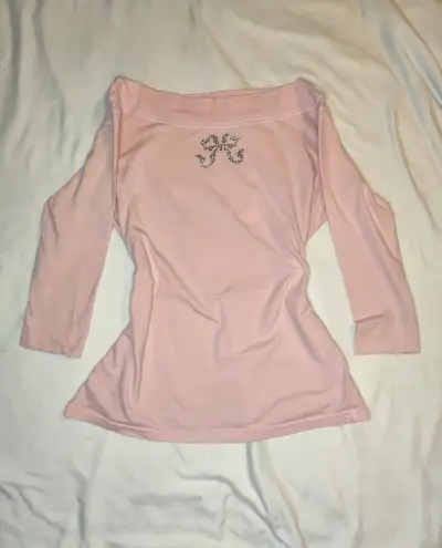 Polera Rosada Con Brillos Manga 3/4 Talla S/m - miniatura 2
