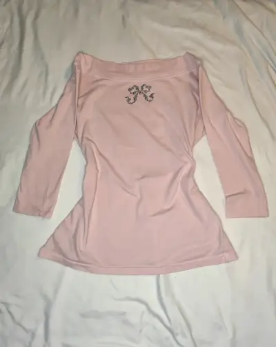 Polera Rosada Con Brillos Manga 3/4 Talla S/m - miniatura 3