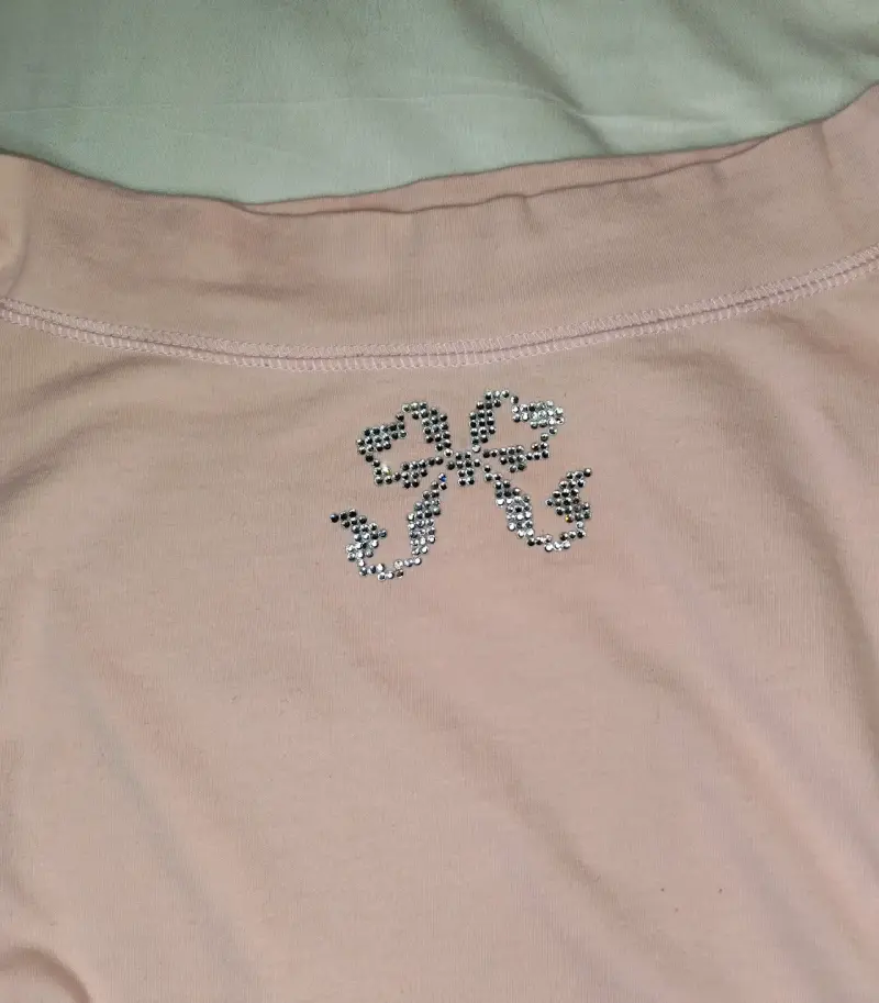Polera Rosada Con Brillos Manga 3/4 Talla S/m - 4