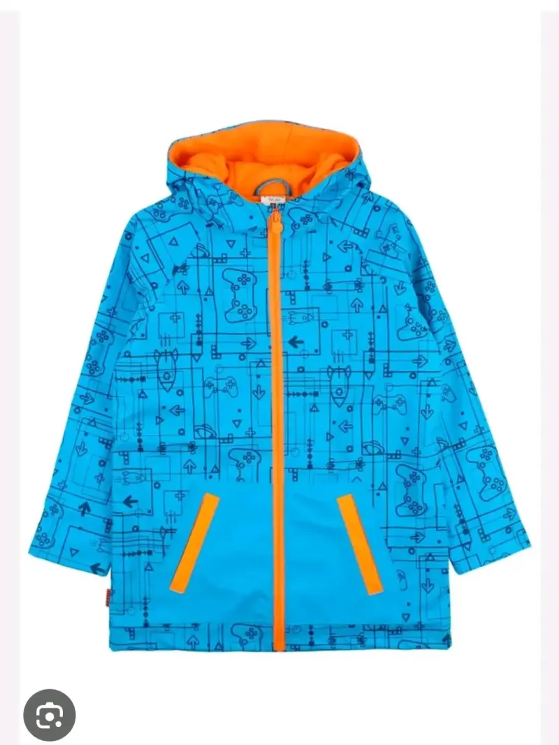 Chaqueta impermeable azul para niños con capucha