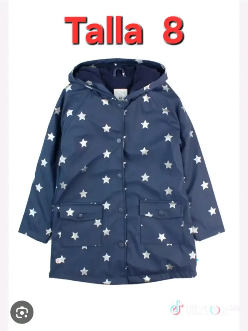 Abrigo impermeable para niños con estrellas talla 8