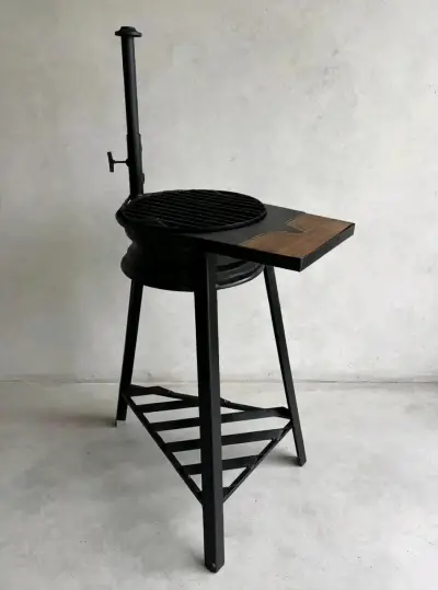 Parrilla de hierro con soporte de madera - miniatura 2