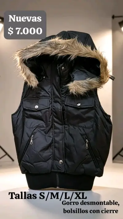Chaqueta con gorro desmontable negro - miniatura 1