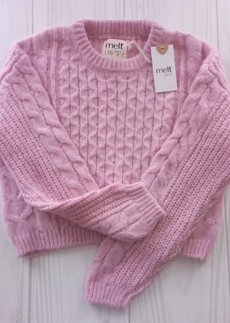 Suéter rosado de lana Melt talla 16