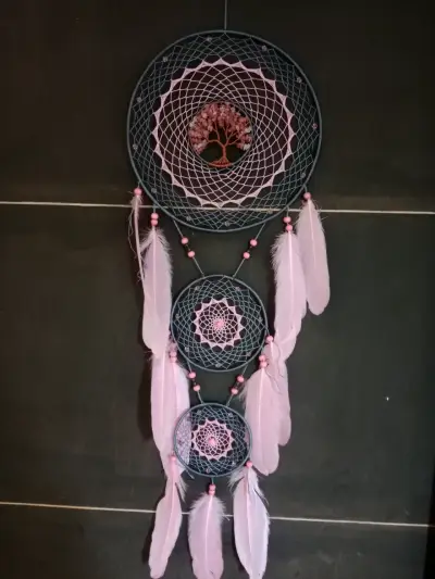 Atrapasueños decorativo con plumas y árbol de la vida - miniatura 4