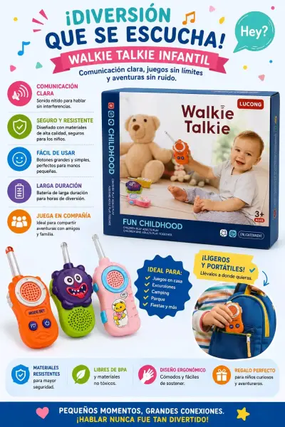 Walkie Talkie Infantil Lucong con Diseño Divertido - miniatura 1