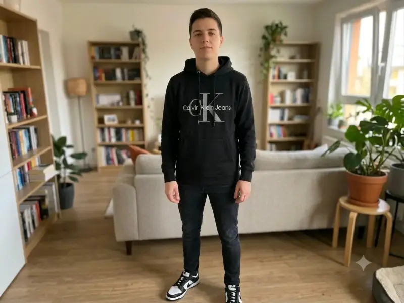 Polerón negro con capucha - 2