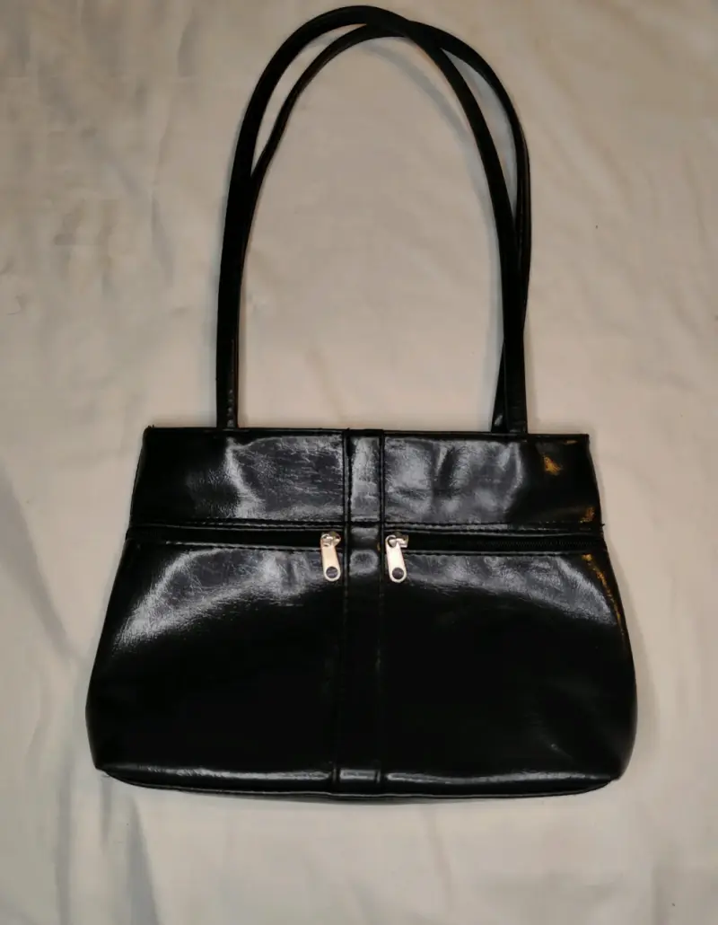 Cartera de cuero negra con triple cierre - 2