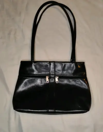 Cartera de cuero negra con triple cierre - miniatura 2