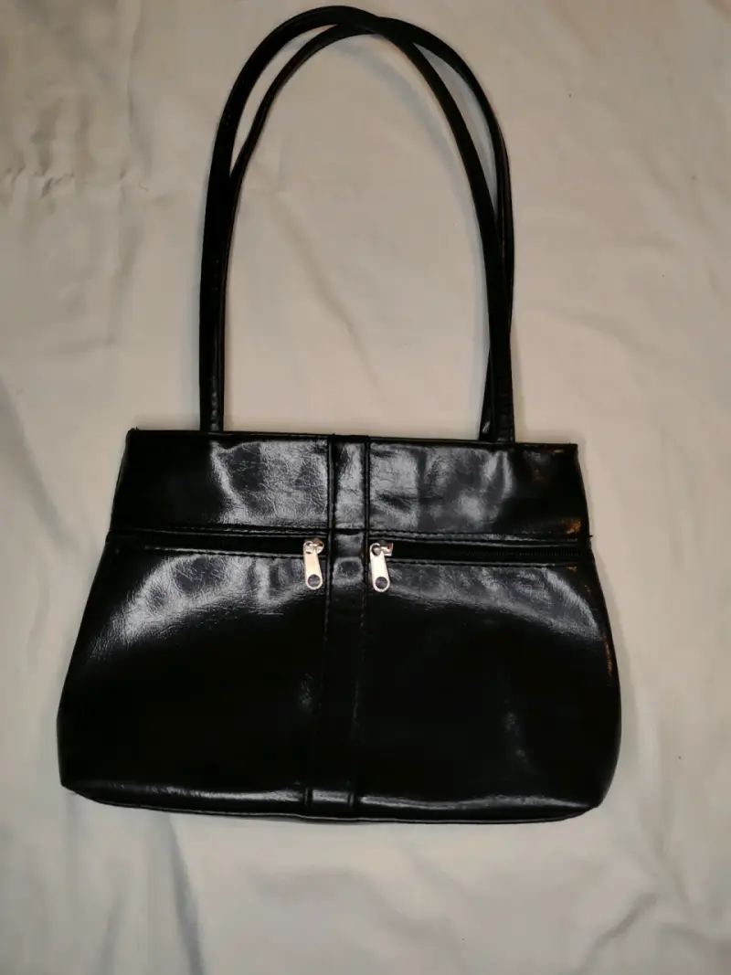 Cartera de cuero negra con triple cierre - 3