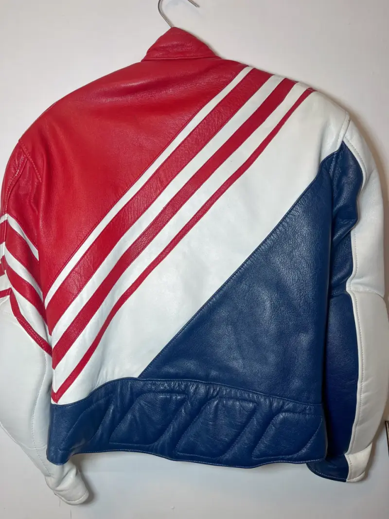 Chaqueta de cuero para moto tricolor - 2