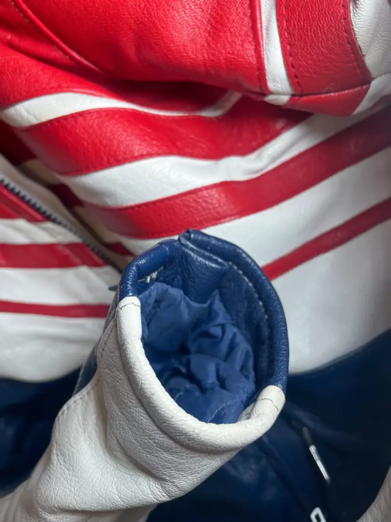 Chaqueta de cuero para moto tricolor - 4