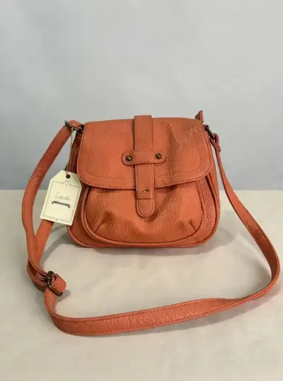 Cartera cruzada de cuero color terracota - miniatura 1