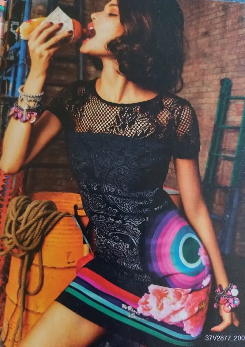 Desigual Vestido estampado floral y encaje - 1