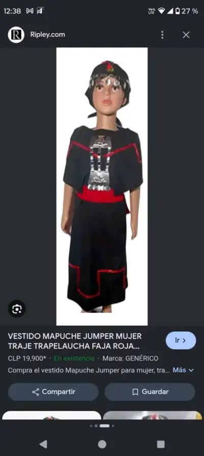 Traje baile norteño , mapuche y zapatos - miniatura 4