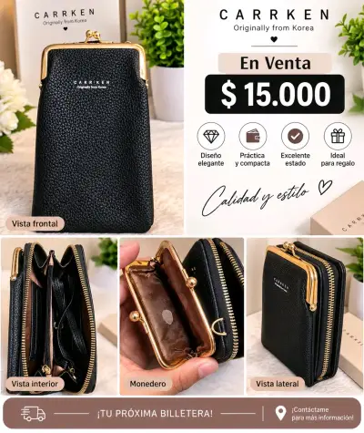 Billetera de Cuero Negra Carrken Compacta - miniatura 2