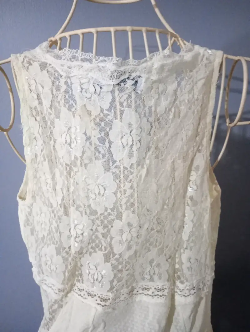 Polera de encaje blanco para mujer - 2