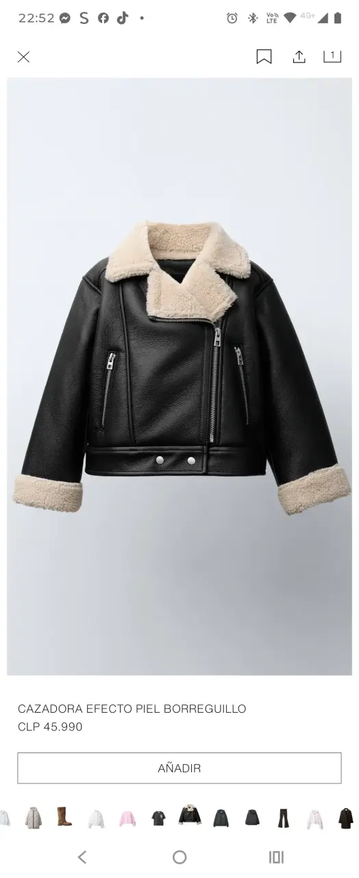 Chaqueta negra efecto piel con borreguillo