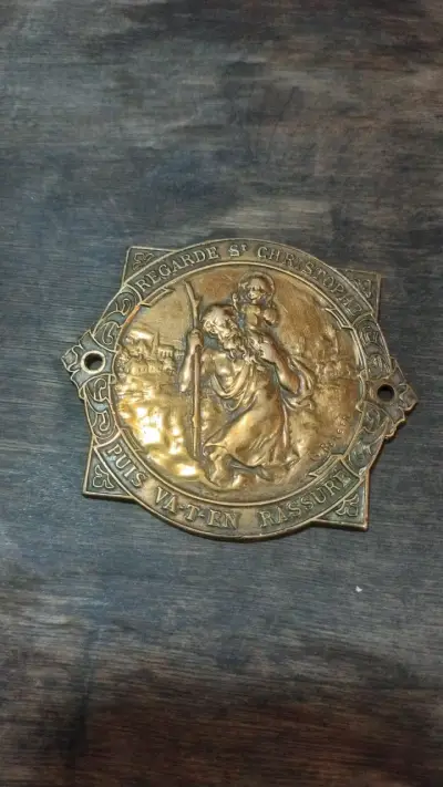 Placa Decorativa de San Cristóbal en Bronce - miniatura 1