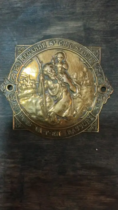 Placa Decorativa de San Cristóbal en Bronce - miniatura 2