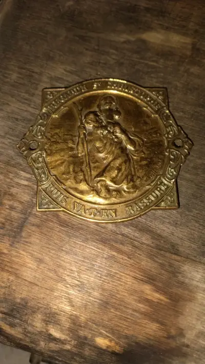 Placa Decorativa de San Cristóbal en Bronce - miniatura 3