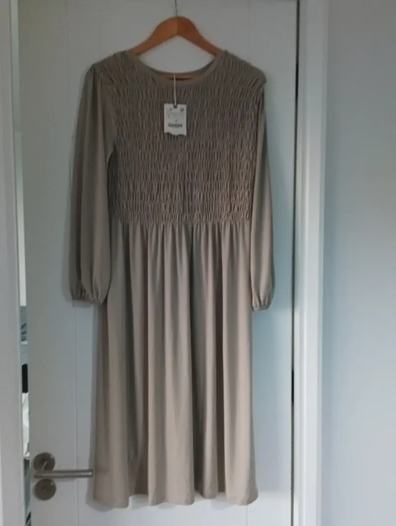 Vestido largo beige Zara talla L - 3