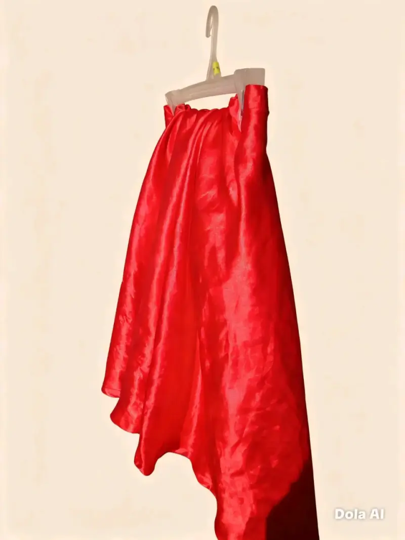 Falda larga roja de satén elegante
