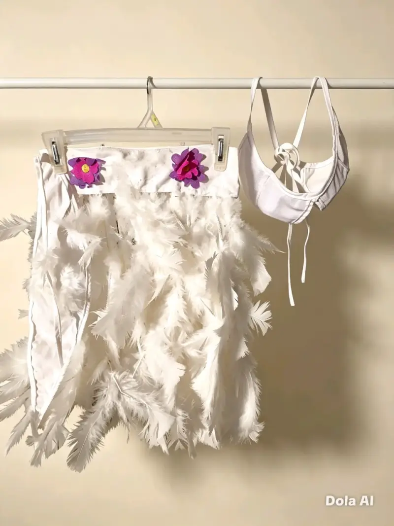 Conjunto de Disfraz con Plumas y Flores