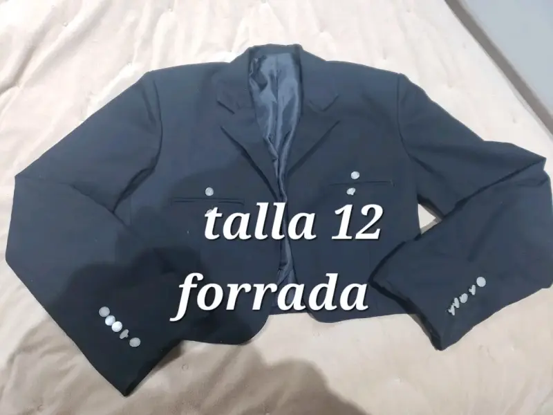 Chaqueta de huaso negra talla 12 forrada