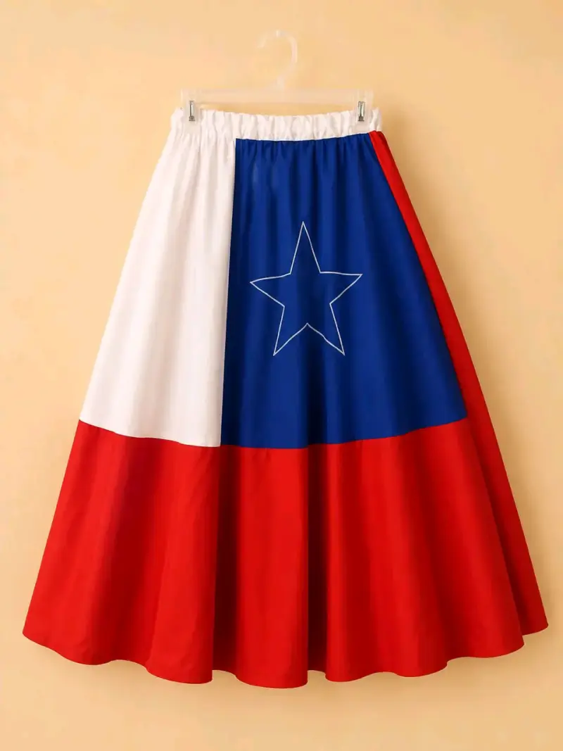 Falda larga con diseño bandera chilena