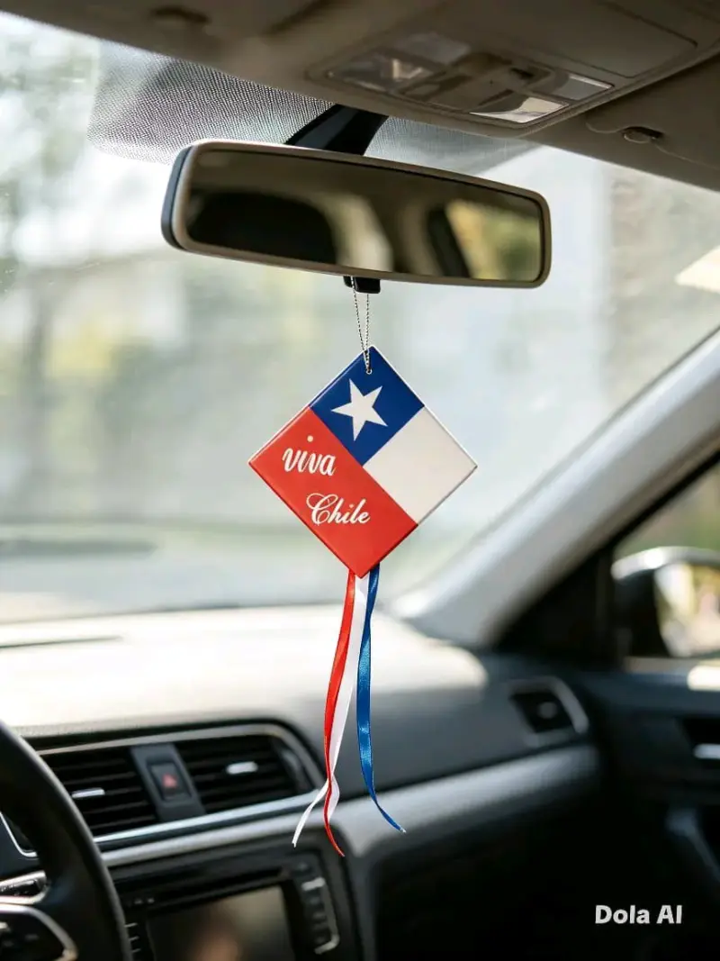 Colgante para auto Viva Chile con cintas