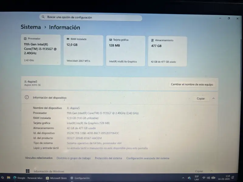 Notebook Acer Aspire 5 12 gb ran. Core i5 10ma gen - 2
