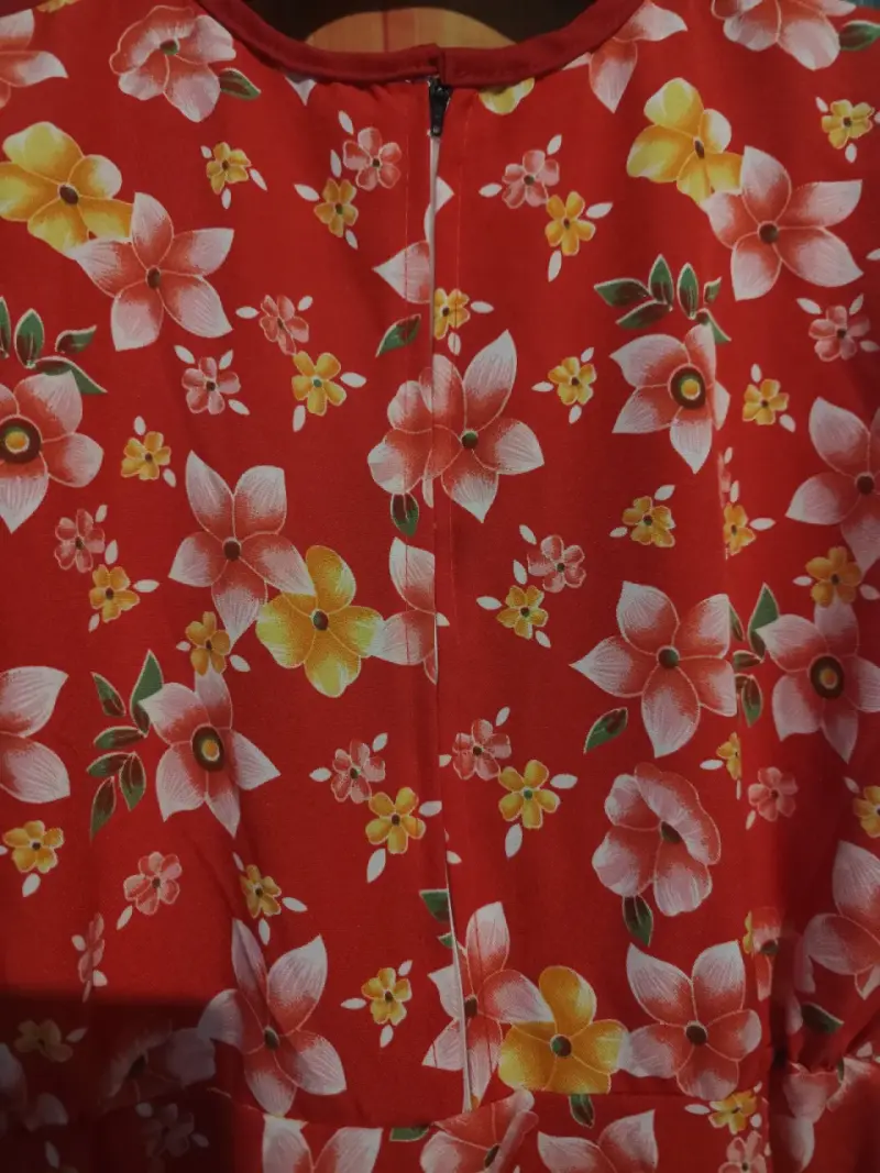 Vestido Folclórico Chileno Rojo Floral - 4