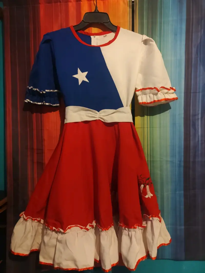 Vestido de Huasa Chilena tricolor con bordado - 3