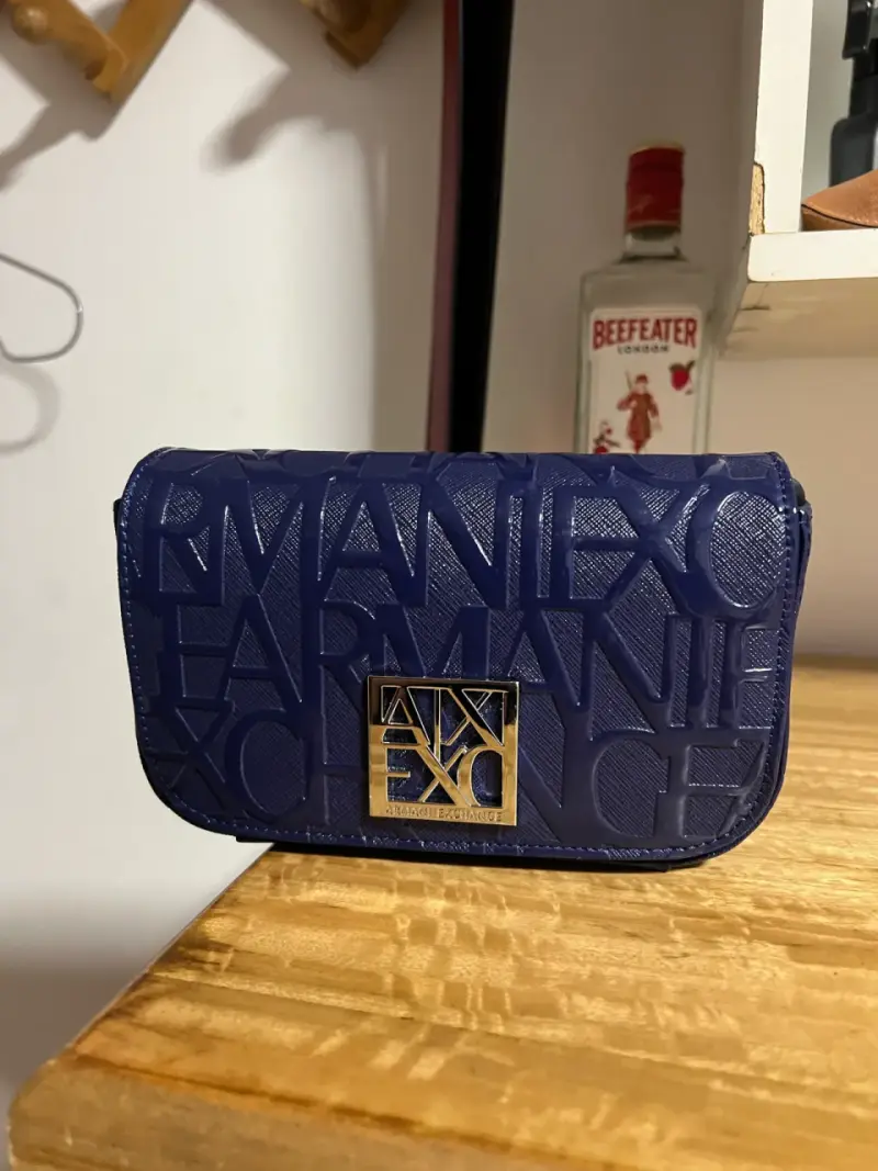 Cartera Armani Exchange Azul con Logo - 1