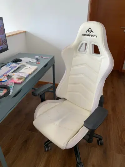 Silla gamer blanca Monarkey ergonómica - miniatura 1