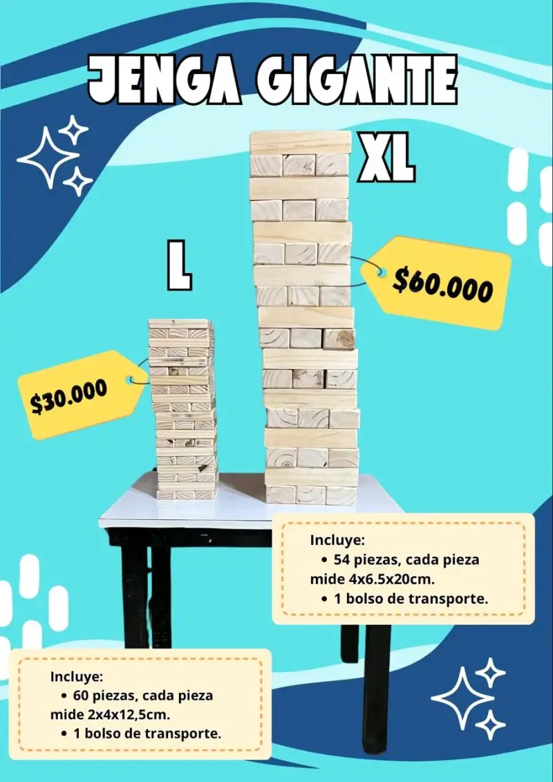 Jenga Gigante XL de Madera con Bolsa