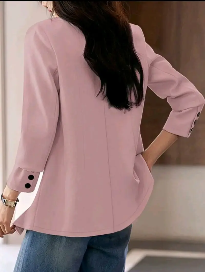 Blazer Doble Botonadura Mujer Rosa Elegante - 2