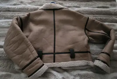 Chaqueta de aviador beige con forro de borrego - miniatura 2